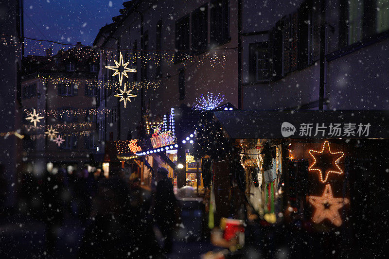 欧洲瑞士圣诞市场下雪