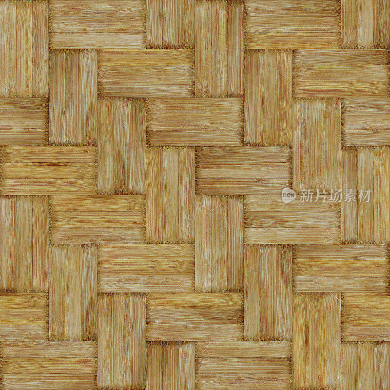 无缝人字形3x3木材纹理。天然竹硬木或层压板图案。长尺寸的木板。