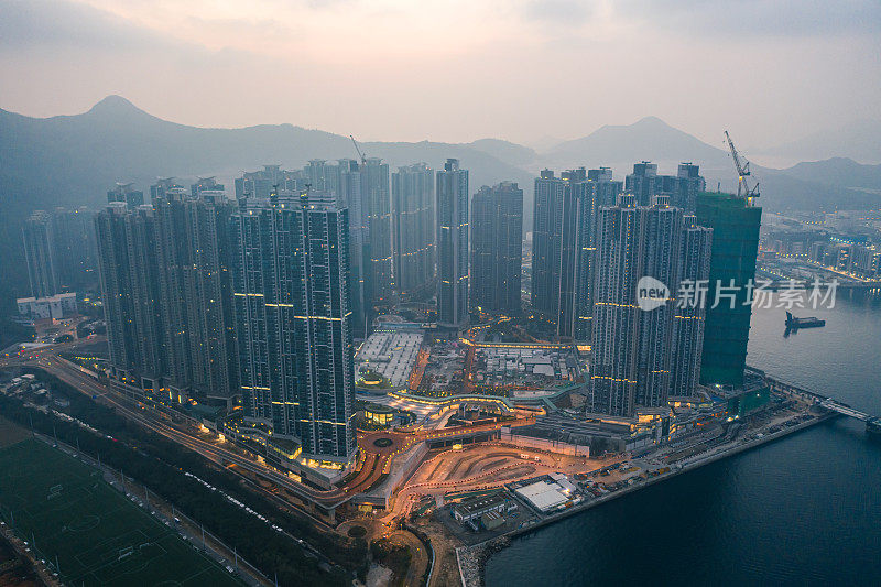 香港住宅建筑的无人机视图