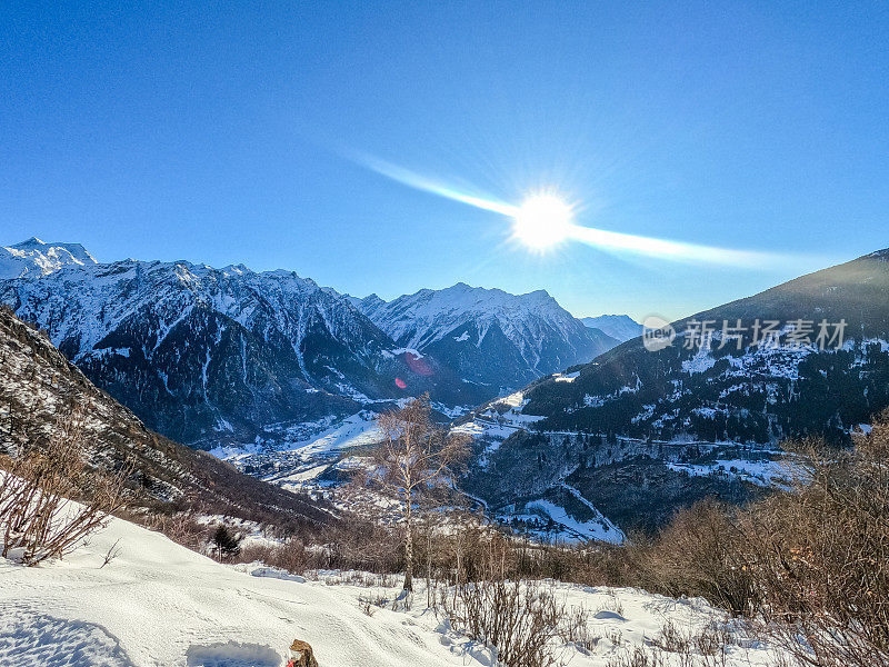 冬天的瑞士阿尔卑斯山