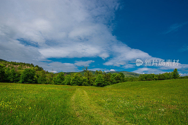 蜿蜒的道路在老山或斯达拉平原的乡间穿行