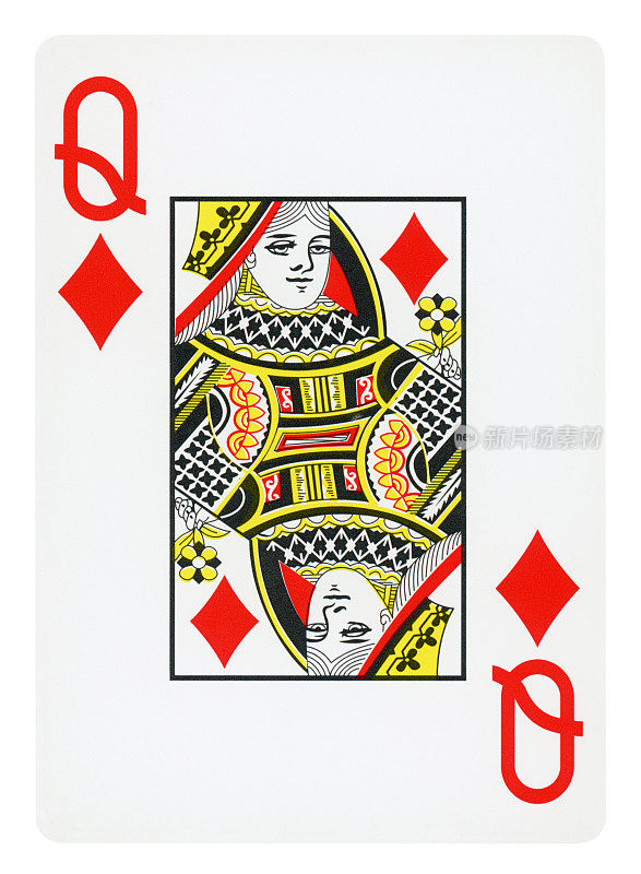 扑克牌方块皇后-孤立
