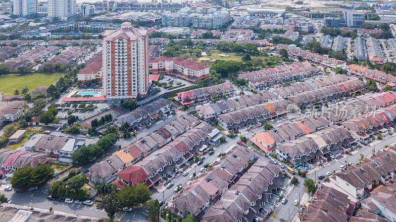 马来西亚住宅区的无人机视图