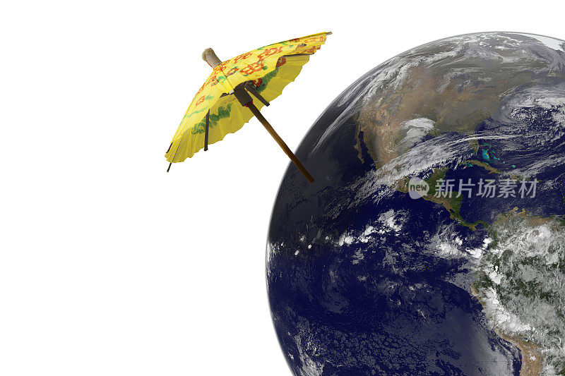 阳伞保护地球免受气候变化的影响