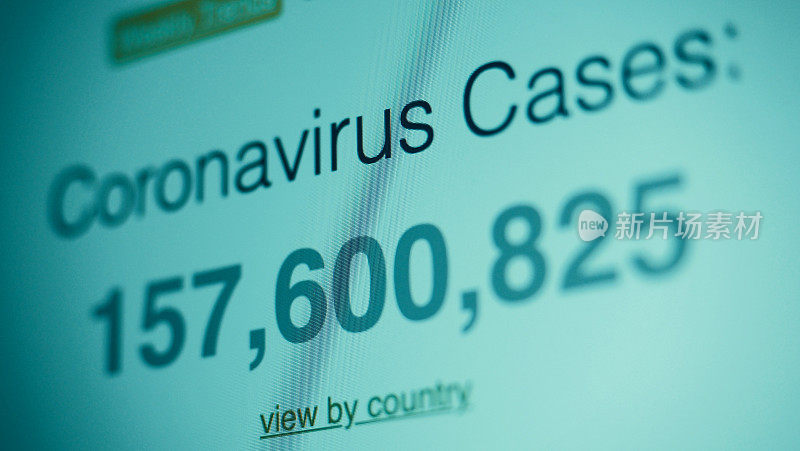屏幕上的冠状病毒大流行统计数据。新冠肺炎病例数量不断上升。地图数据显示越来越多的冠状病毒大流行感染病例。国际统计数据。卫生保健的概念。