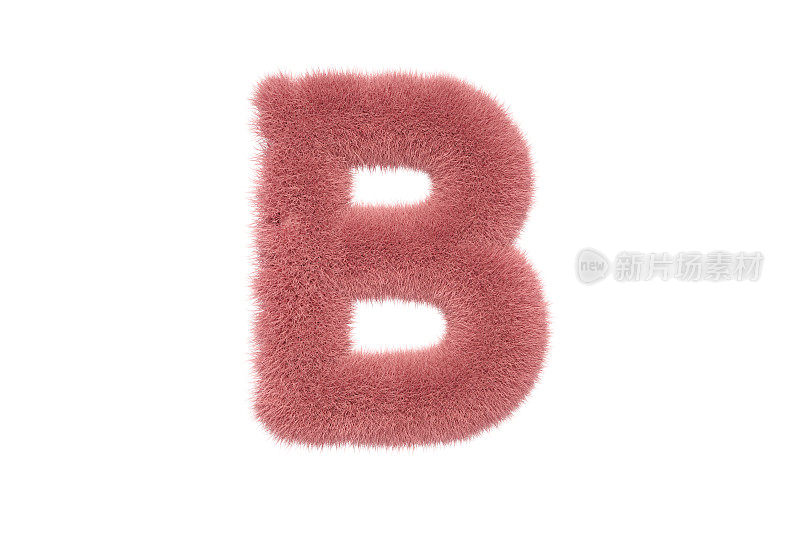 字母B与粉红色毛茸茸的毛皮大写