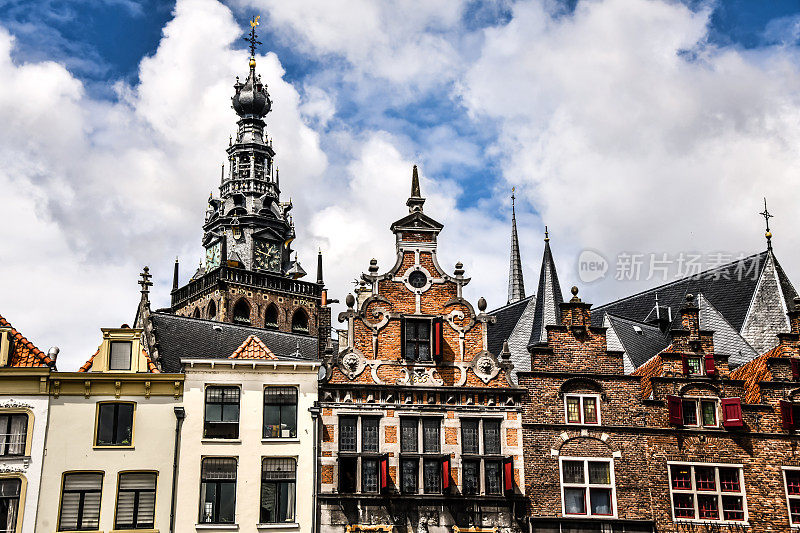 荷兰奈梅亨格罗特市场的美丽建筑