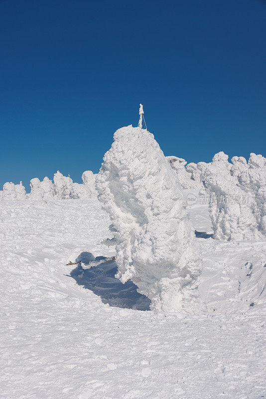 日本青森县冬季的客田山