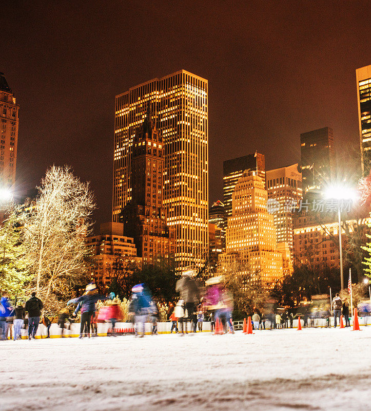 人们在纽约中央公园溜冰