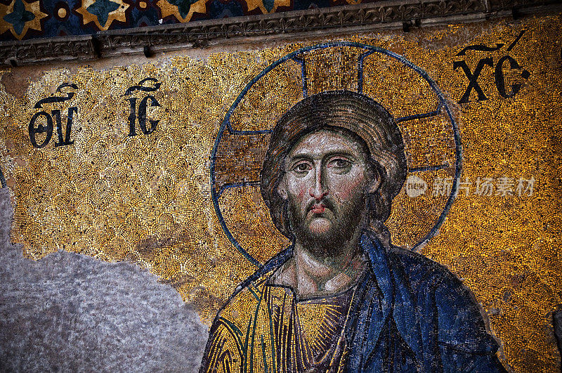 耶稣基督马赛克在圣索菲亚大教堂在土耳其伊斯坦布尔