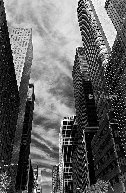 国际风格现代建筑城市景观，曼哈顿中城，纽约市