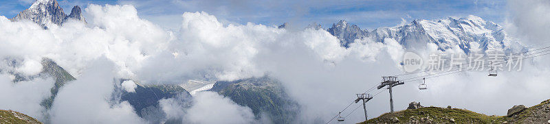 法国阿尔卑斯山的全景山景