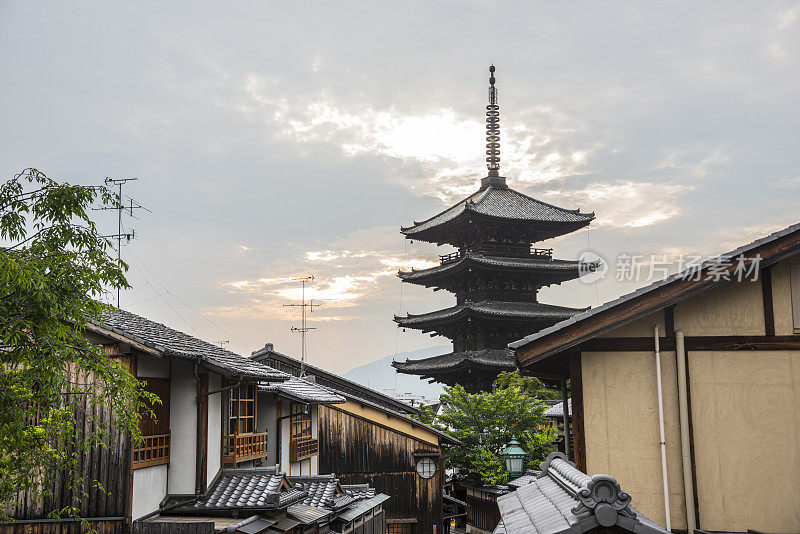 日落时分的京都屋顶