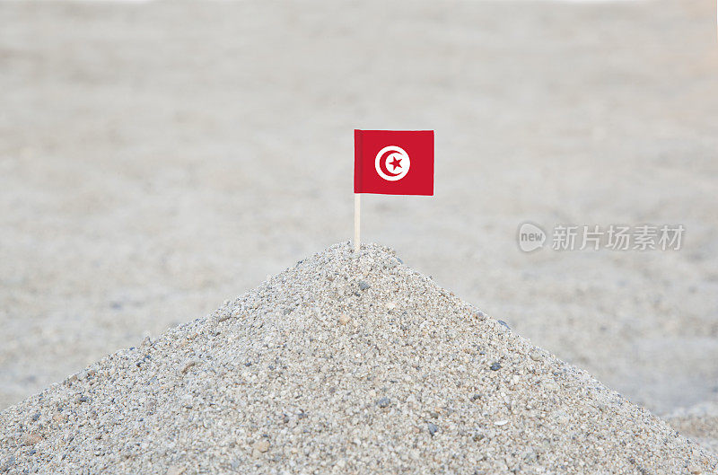 海滩上的突尼斯国旗