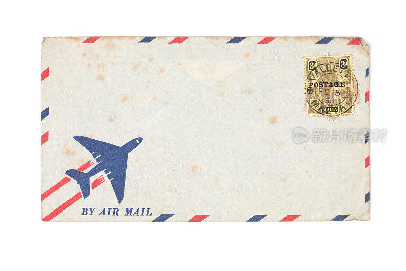 老式的航空信封和邮票