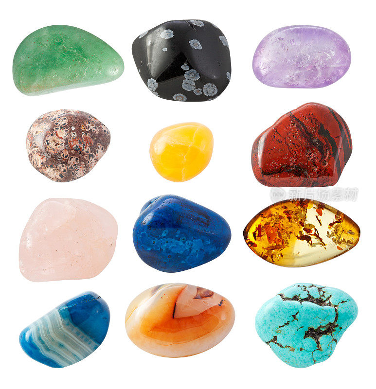 各种各样的鹅卵石，不同的颜色和图案