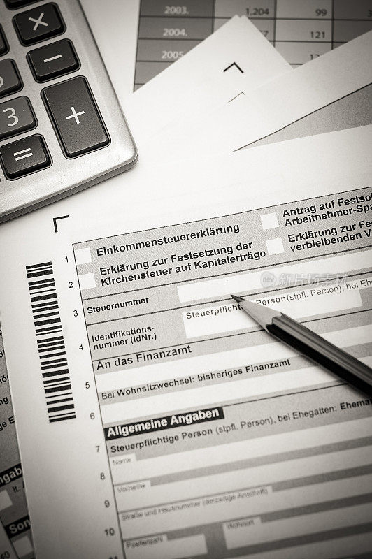 税收和财务概念的企业和德国税收形式