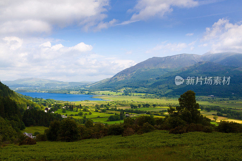 风景与湖泊，山脉和草地，湖区，英格兰。