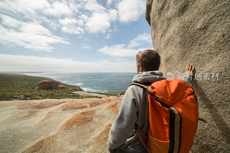 游客在袋鼠岛的非凡岩石