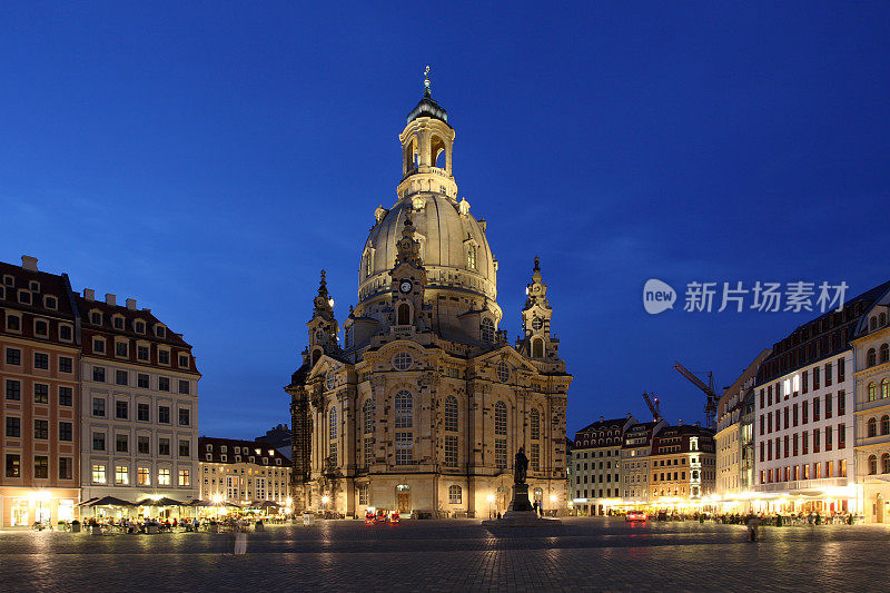 德累斯顿教堂全景，圣母之夜