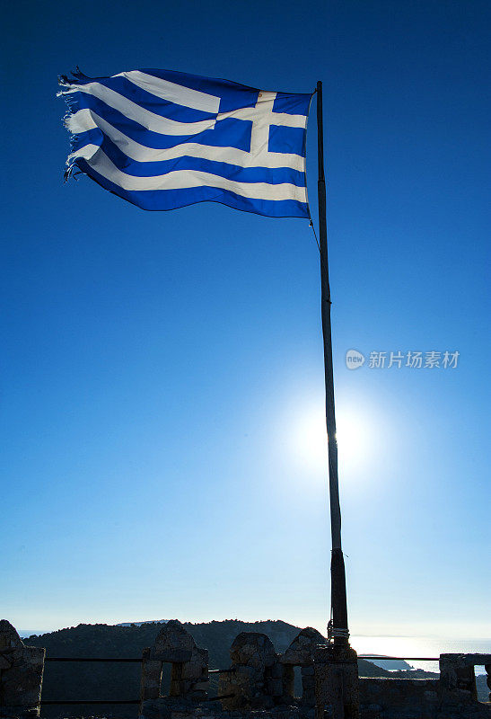 太阳下的希腊国旗