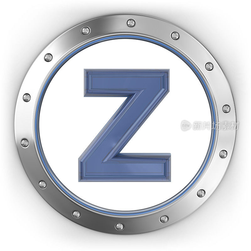 字母Z在金属按钮上