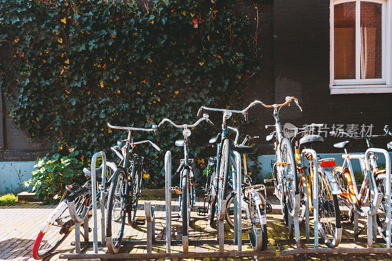 荷兰阿姆斯特丹停放的自行车
