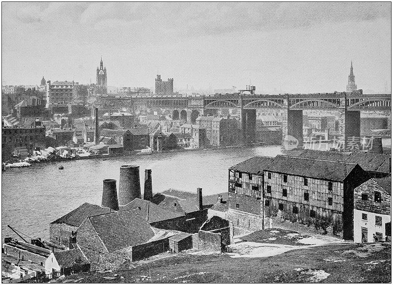 英格兰和威尔士的古老黑白照片:泰恩河畔的纽卡斯尔