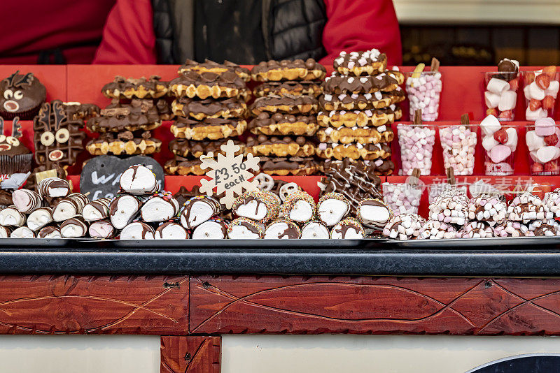 2019年圣诞节，诺丁汉的糖果市场摊位