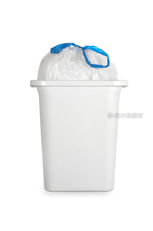 白色垃圾桶和塑料垃圾袋