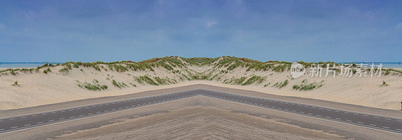 荷兰一个大沙丘的全景图。