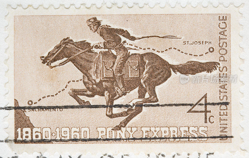 复古1960年小马快递邮票