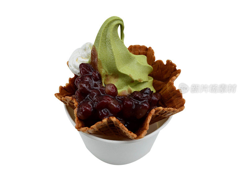 红豆沙绿茶冰淇淋