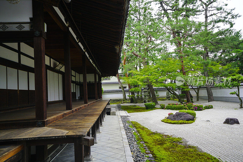 日本京都泉寺的寺庙和禅宗花园