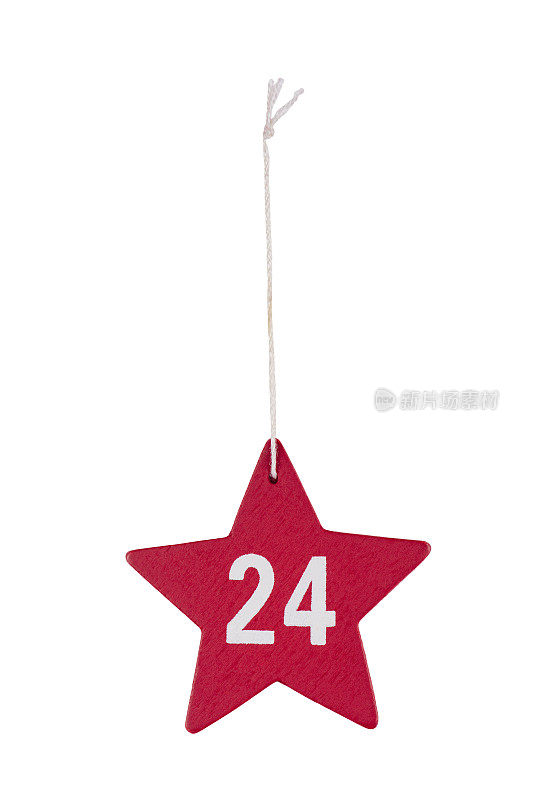 红木圣诞星白色数字24串剪报路径