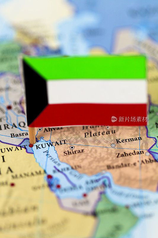 科威特地图和旗帜