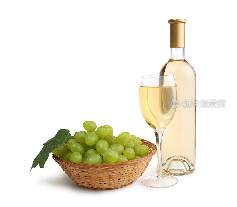 白葡萄酒和葡萄串