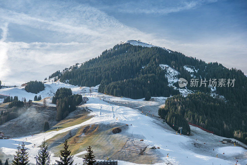 缺雪，全球变暖，滑雪坡道，雪炮