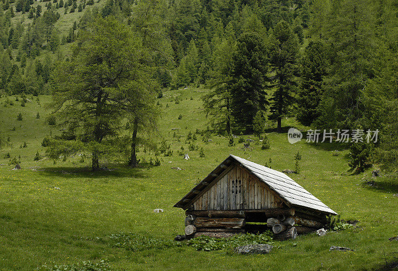 谷仓在阿尔卑斯山