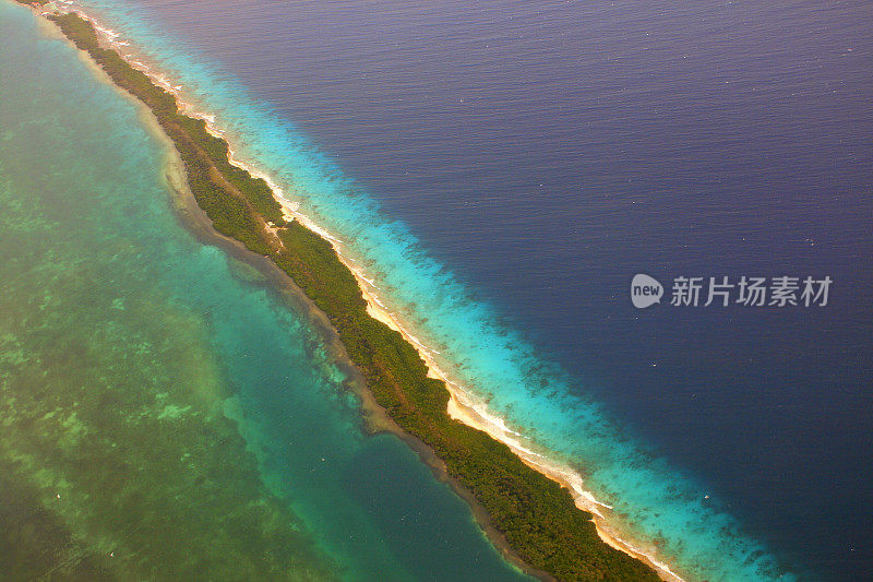 加勒比天堂全景!空中绿松石礁海滩-阿鲁巴，安的列斯