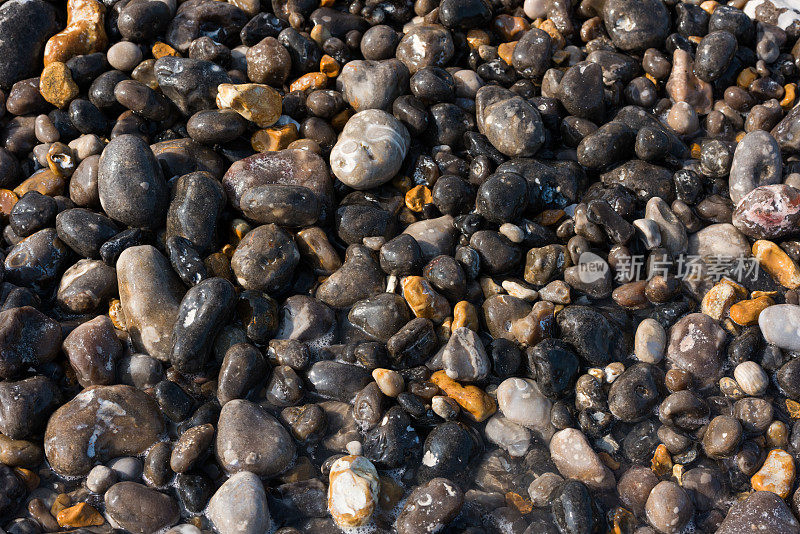 法国诺曼底海滩上的石头