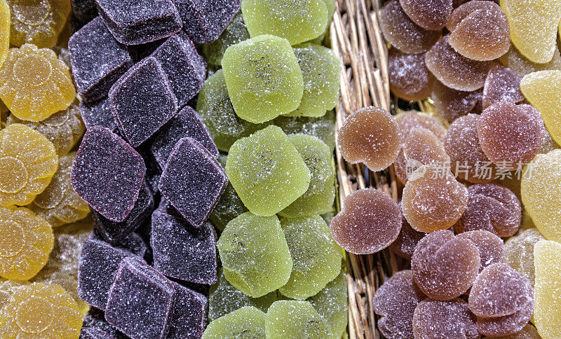 街头市场的各种糖果冻糖果