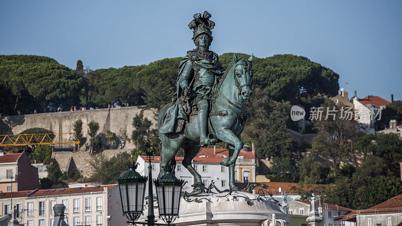 马术雕像Praça做Comércio，里斯本，葡萄牙