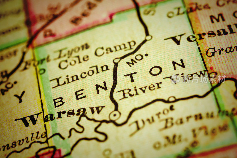 本顿密苏里县地图