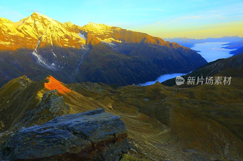 霍赫陶恩山脉峰顶山谷，大格洛克纳，奥地利