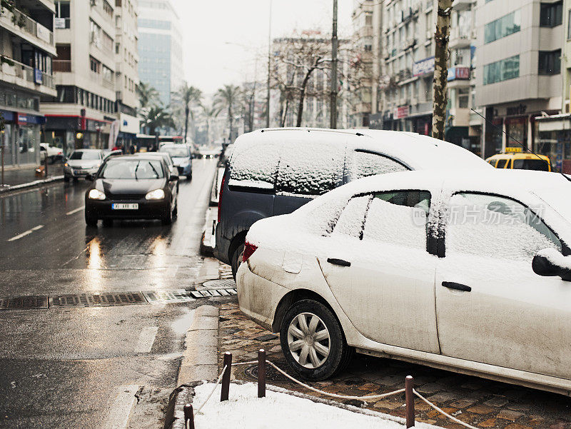 冬天的交通和雪