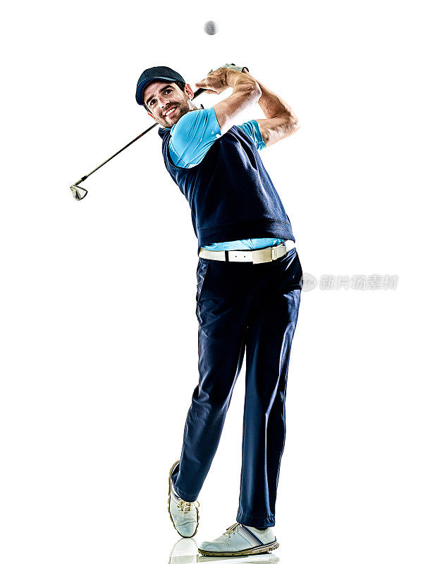 男子高尔夫球手高尔夫孤立的背景