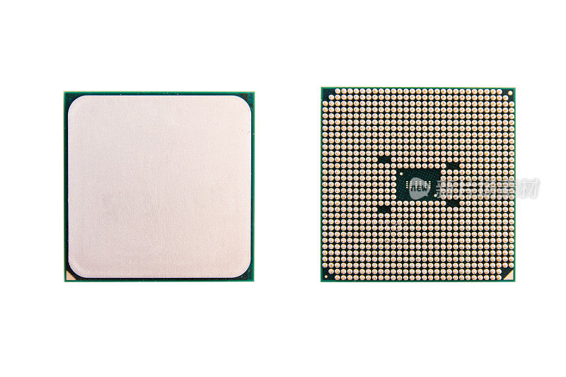 CPU(中央处理器)。计算机芯片处理器隔离在白色背景与裁剪路径