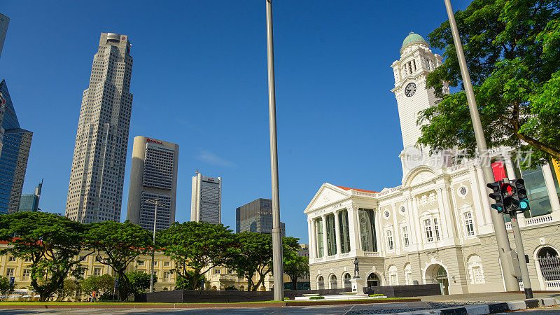 新加坡市中心CBD的天际线全景