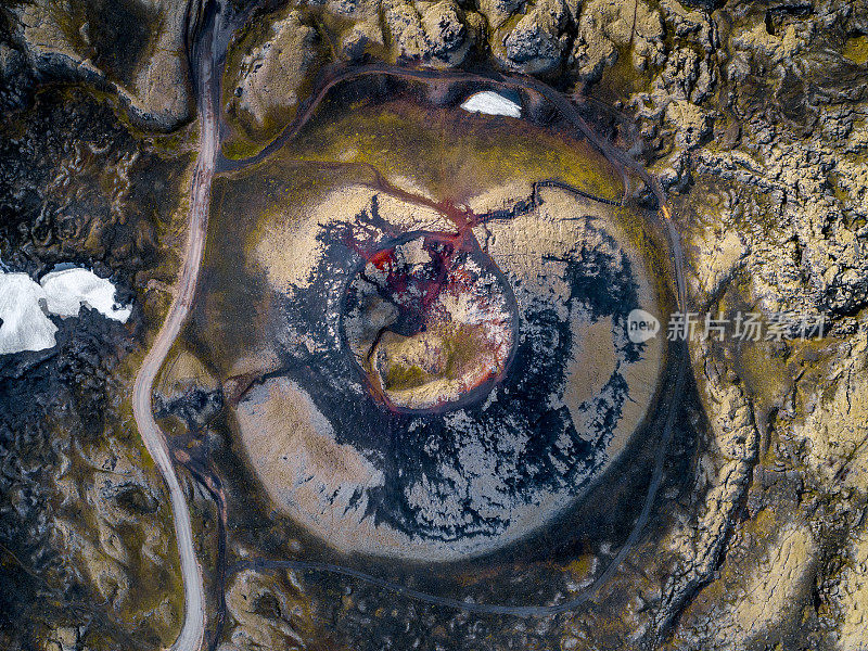 鸟瞰图火山口在冰岛高地